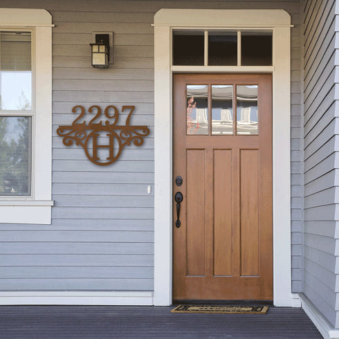 Personalized Inital & Address # Metal Wall Art